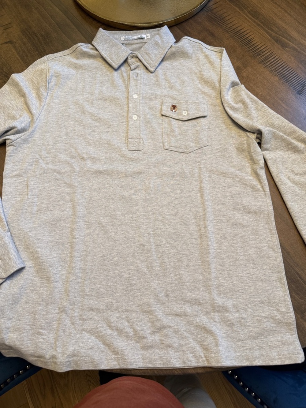 Criquet Men's Long-Sleeve Polo in Light Gray Heather